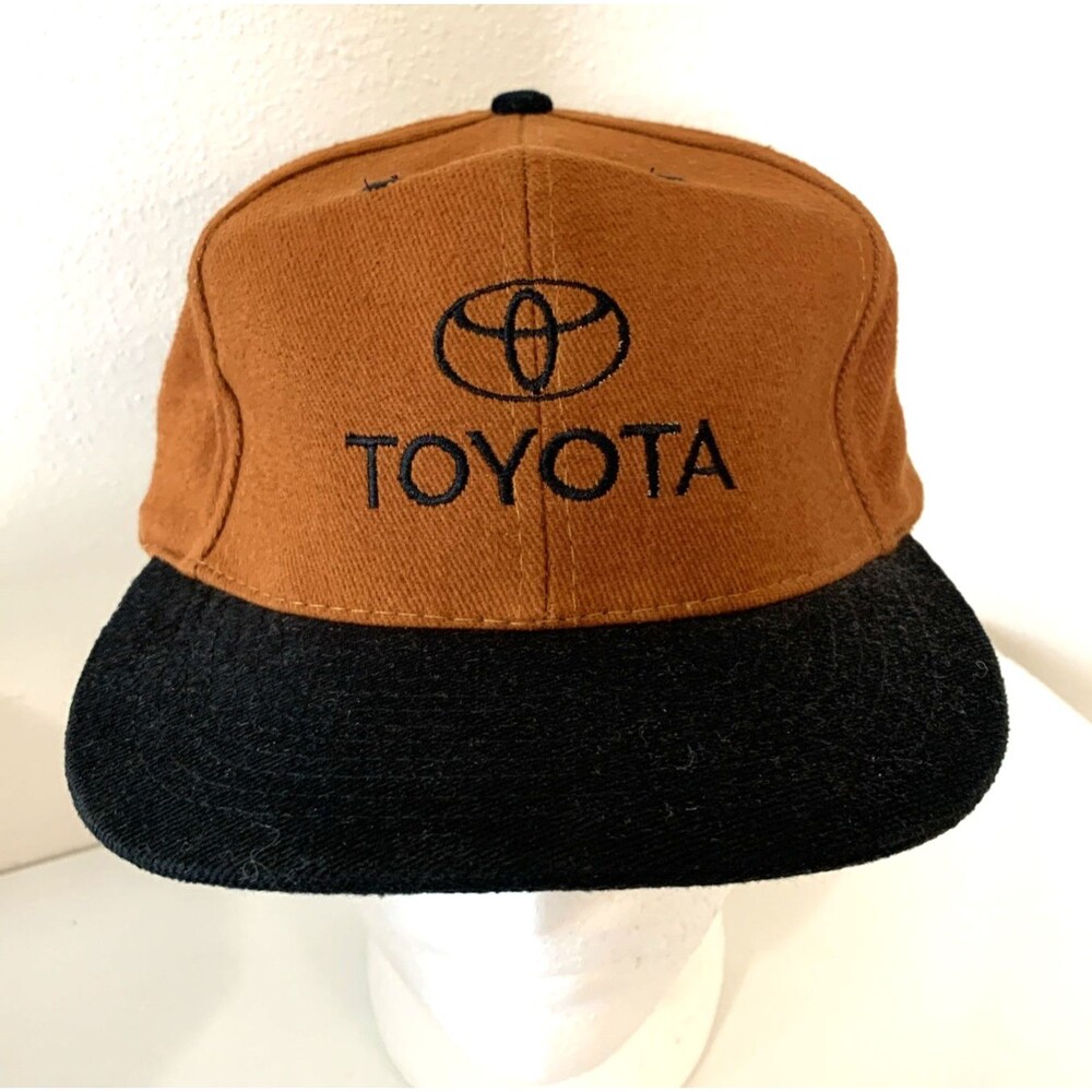VTG Toyota Pewter Logo Brown/Black Baseball Cap Hat Adj Strapback Ad‑NArt Cotton